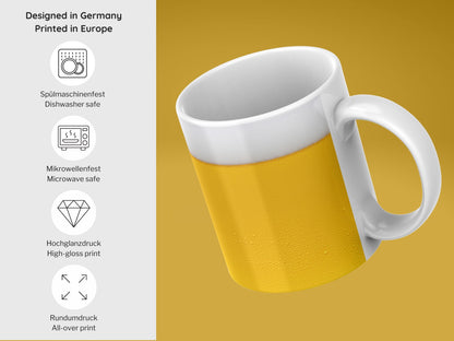 Bier-Look Tasse – Kaffebecher mit realistischem Bierdesign, perfektes Geschenk für Bierliebhaber - Keramiktasse