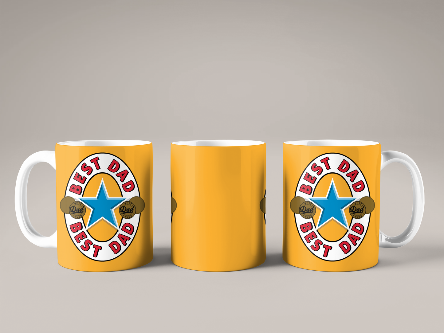 Best Dad Tasse – Gelbe Keramiktasse im Stil des Newcastle Brown Ale Logos, perfektes Bier Geschenk für Väter - Vatertag - Kaffee Becher