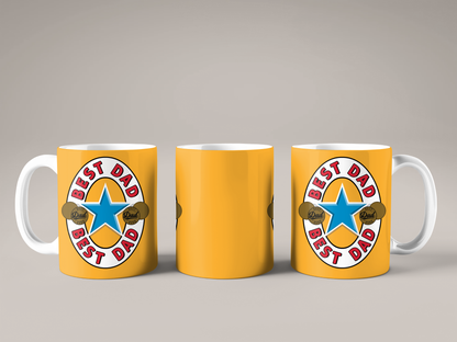 Best Dad Tasse – Gelbe Keramiktasse im Stil des Newcastle Brown Ale Logos, perfektes Bier Geschenk für Väter - Vatertag - Kaffee Becher