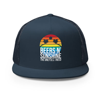 Trucker-Cap Beers n Sunshine – Bunte Sonne mit Palmen, Bierliebhaber Geschenk, Sommer Accessoire, Snapback Hut, Craftbeer Kappe