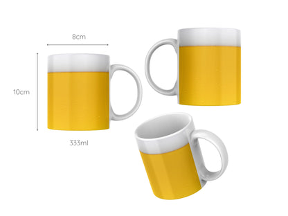 Bier-Look Tasse – Kaffebecher mit realistischem Bierdesign, perfektes Geschenk für Bierliebhaber - Keramiktasse