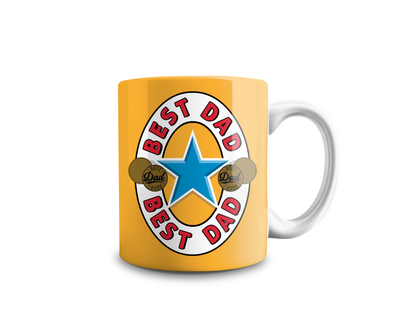 Best Dad Tasse – Gelbe Keramiktasse im Stil des Newcastle Brown Ale Logos, perfektes Bier Geschenk für Väter - Vatertag - Kaffee Becher