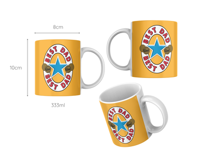 Best Dad Tasse – Gelbe Keramiktasse im Stil des Newcastle Brown Ale Logos, perfektes Bier Geschenk für Väter - Vatertag - Kaffee Becher