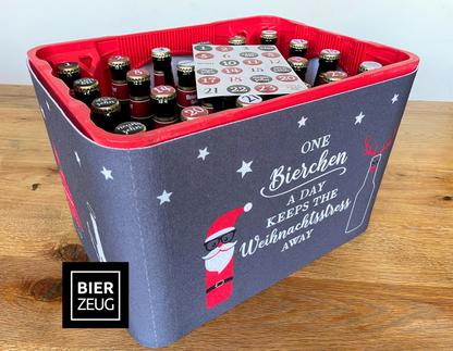 Bierkasten-Adventskalender | 25-teiliges Set | Bier-Adventskalender aus Filz zum Selbermachen | Für 24 Bier-Flaschen 0,33-0,5l | Öko, DIY