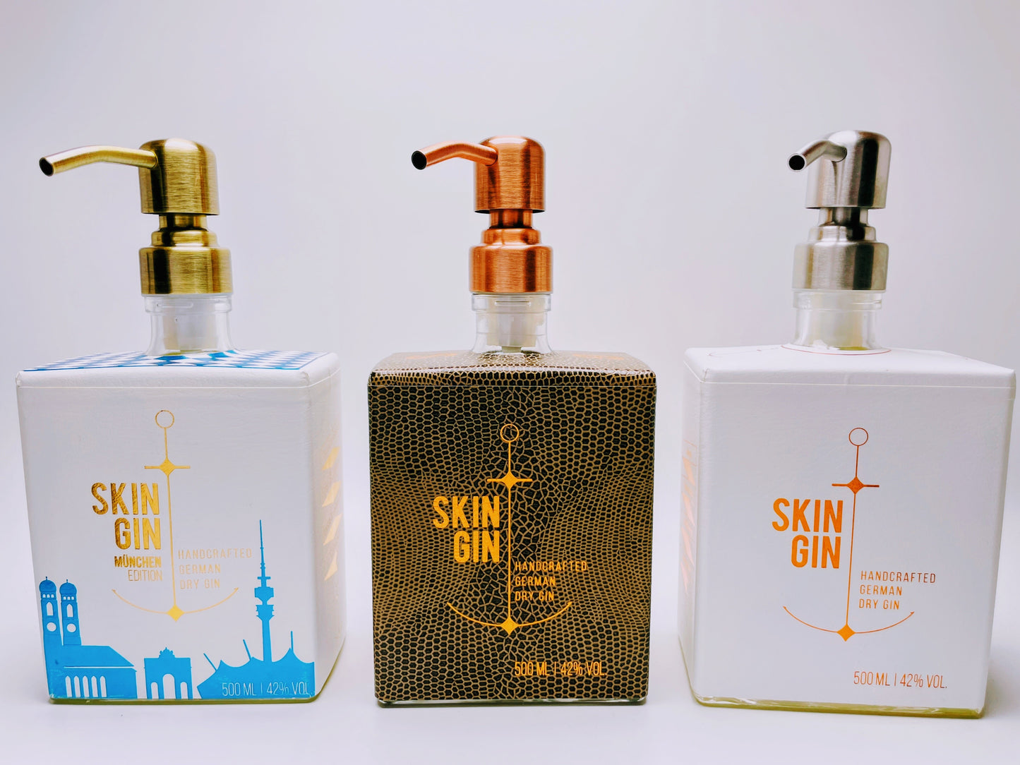 Gin-Seifenspender "SkinGin Splash" | Upcycling Pumpspender aus Skin Gin Flasche | Nachfüllbar | Deko Bad München Geschenk | 500ml