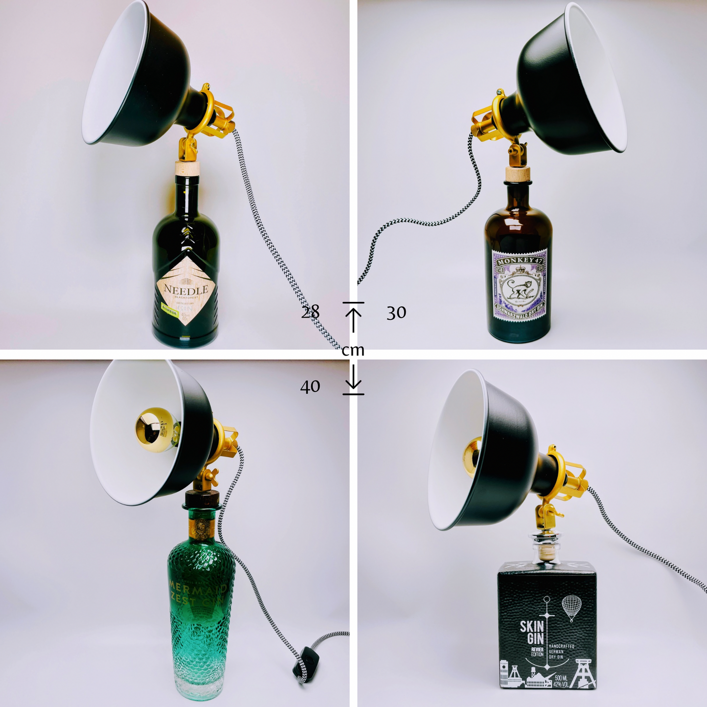 Gin Table Lamp from Upcycled Gin Bottles | Vintage Look Handmade | Sustainable Decor Light | Gift for Gin Lovers | Retro Lighting