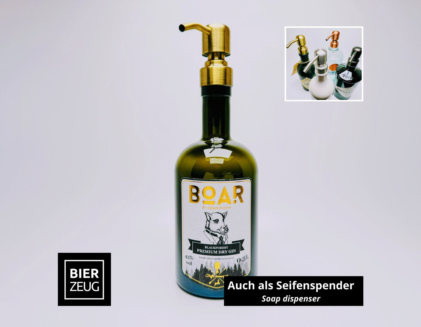 Gin Öllampe "Boar" | Handgemachte Öllampe aus Boar Gin Flaschen | Upcycling | Handgefertigt | Individuell | Geschenk | Deko | H:22cm 0,5l