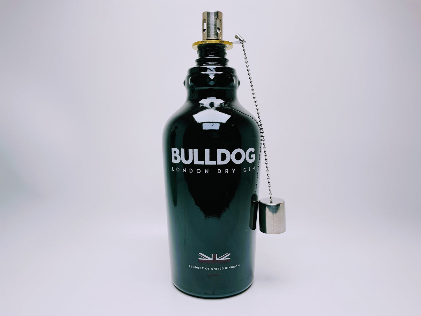 Gin Öllampe “Bulldog“ | Handgemachte Öllampe aus Bulldog Gin Flasche | Upcycling | Handgemacht | Individuell | Geschenk | Deko Balkon Garten