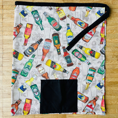 Beer apron | BBQ apron with beer motif | Cooking apron with beer bottle design | Apron made of fabric | Handmade | 93x55cm