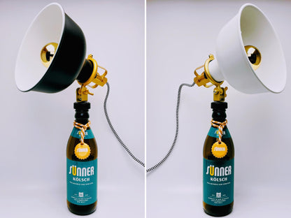 Kölsch-Lampe "Kölsche Funzel" | Handgemachte Tischlampe aus Bierflasche | Upcycling Deko-Leuchte | Perfektes Geschenk für Bier- und Köln-Fan