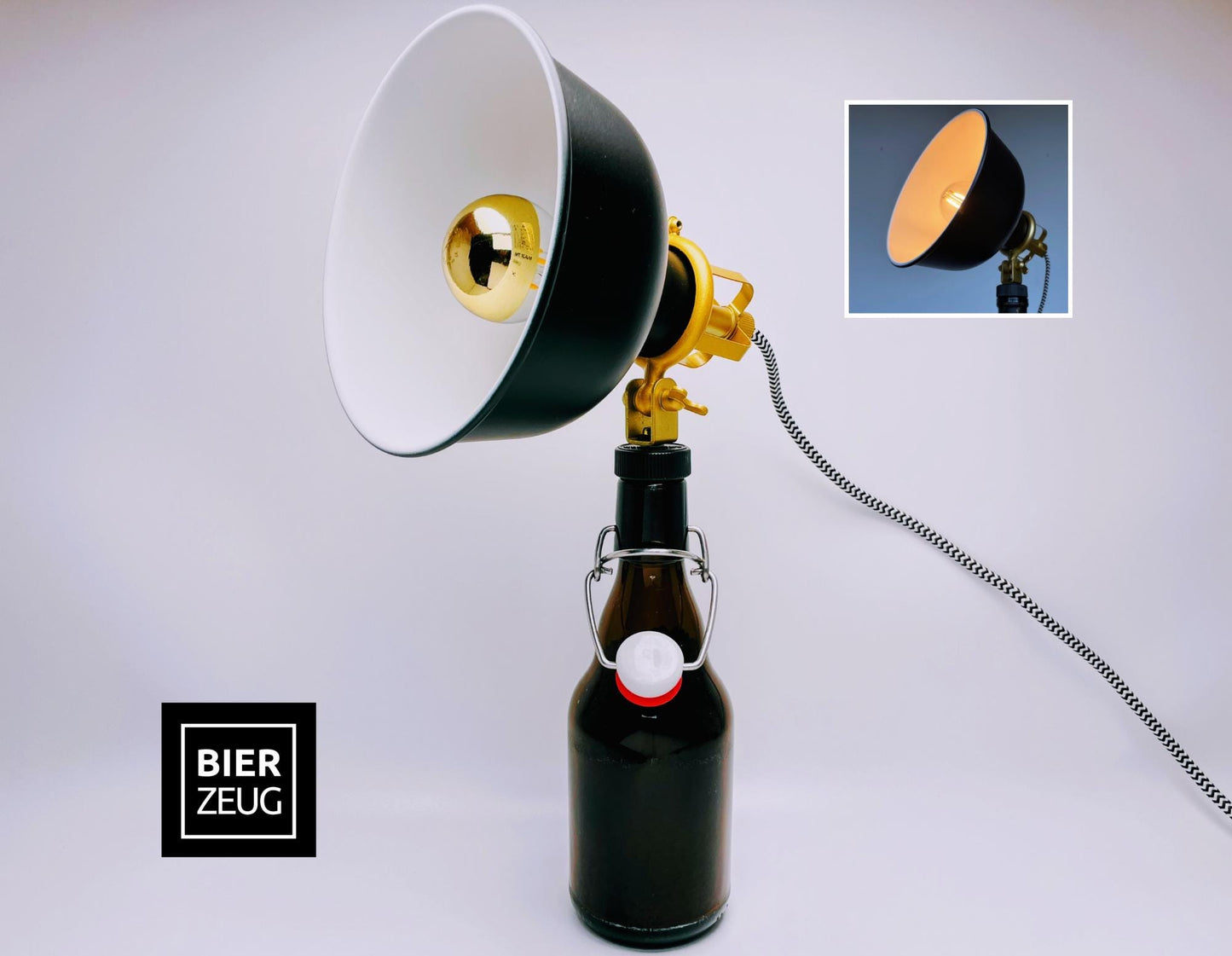 Bügelflaschen Lampe | Handgemachte Tischlampe aus Bierflaschen | Nachhaltige Upcycling Deko-Leuchte | Perfektes Geschenk für Bierliebhaber