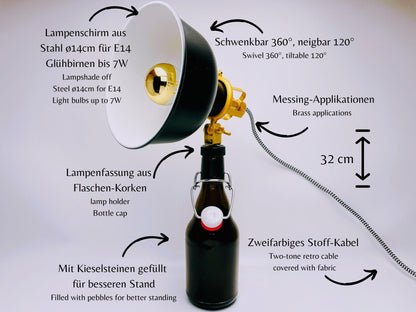 Bügelflaschen Lampe | Handgemachte Tischlampe aus Bierflaschen | Nachhaltige Upcycling Deko-Leuchte | Perfektes Geschenk für Bierliebhaber