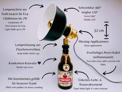 Retro-Lampe aus Astra-Bier-Flasche - Handgemacht - Upcycling - Mit Smart-LED