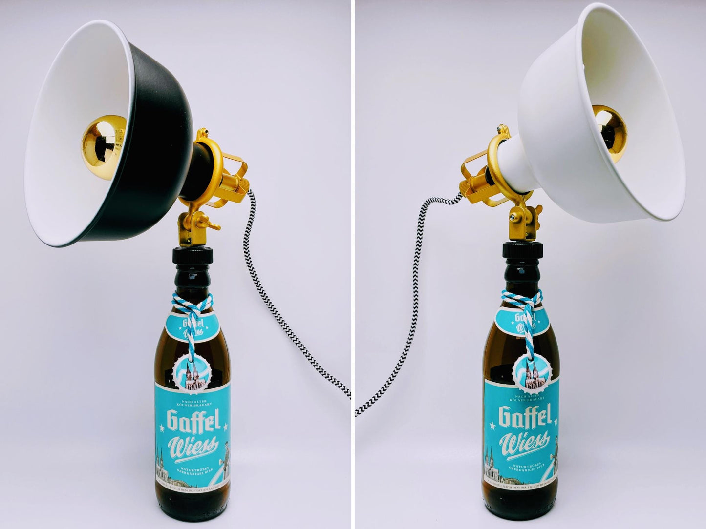 Kölsch-Lampe "Kölsche Funzel" | Handgemachte Tischlampe aus Bierflasche | Upcycling Deko-Leuchte | Perfektes Geschenk für Bier- und Köln-Fan