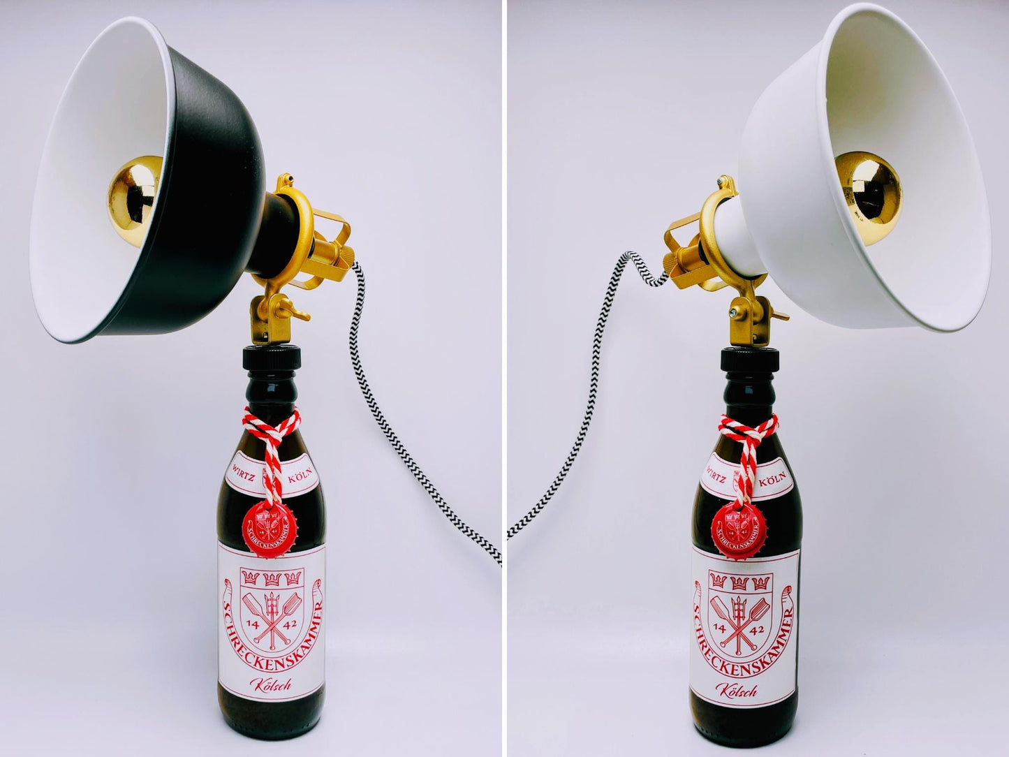 Kölsch-Lampe "Kölsche Funzel" | Handgemachte Tischlampe aus Bierflasche | Upcycling Deko-Leuchte | Perfektes Geschenk für Bier- und Köln-Fan