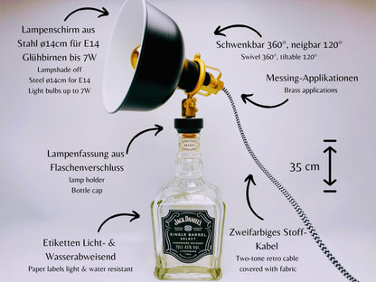 Jack Daniels Whisky Lampe | Handgemachte Upcycling Tischlampe aus Jack Daniels Single Barrel Flasche | Einzigartige Geschenkidee | Deko