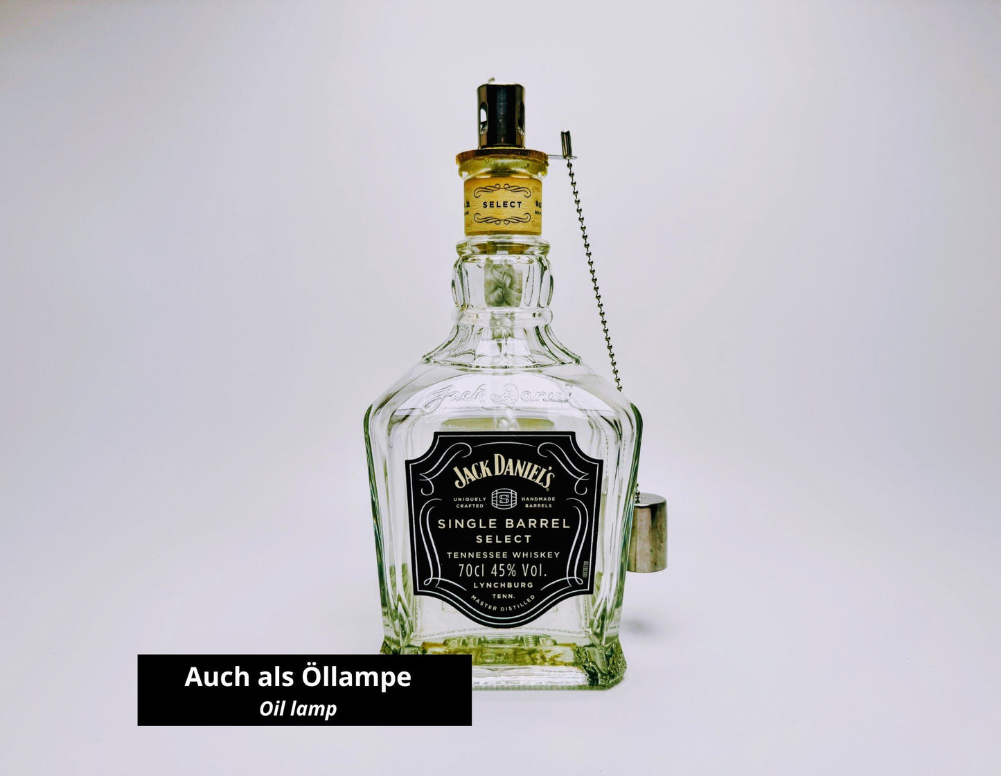 Jack Daniels Whisky Lampe | Handgemachte Upcycling Tischlampe aus Jack Daniels Single Barrel Flasche | Einzigartige Geschenkidee | Deko