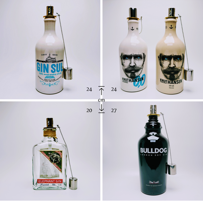 Gin Öllampen "Gin Glow" | Handgemachte Upcycling Öllampen aus Gin Flaschen | Windlicht | Individuell | Geschenk | Deko Balkon | Gartenfackel