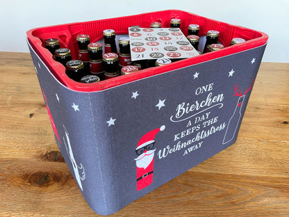 Bierkasten-Adventskalender | 25-teiliges Set | Bier-Adventskalender aus Filz zum Selbermachen | Für 24 Bier-Flaschen 0,33-0,5l | Öko, DIY