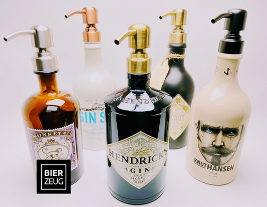 Gin-Seifenspender “GinBubbler” | Upcycling Pumpspender aus Gin-Flaschen | Nachfüllbar mit Seife, Spüli, Lotio, Bartöl | Bad Deko Geschenk