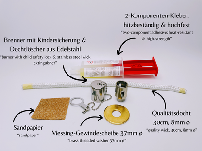 DIY Öllampen-Bausatz für Flaschen-Upcycling | Komplettset mit Kleber & Anleitung | Verwandle deine Lieblings-Flaschen in Öllampen | Für Bier, Gin, Whisky, Rum Flaschen etc.